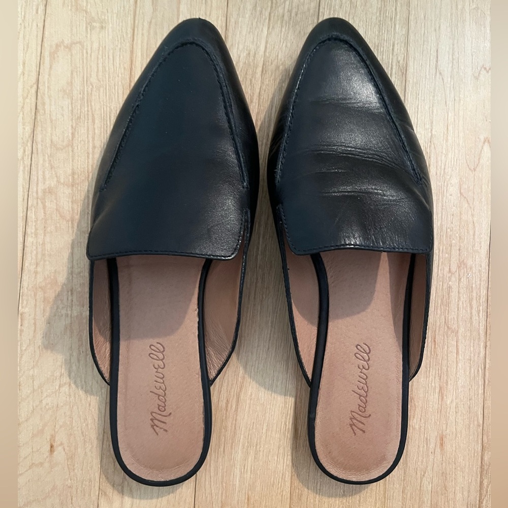 Madewell Black Leather Mules